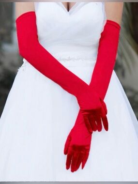 Red Opera length gloves (NEW): Prom, Gatsby, Goth, BDSM, Halloween Vampire Ball